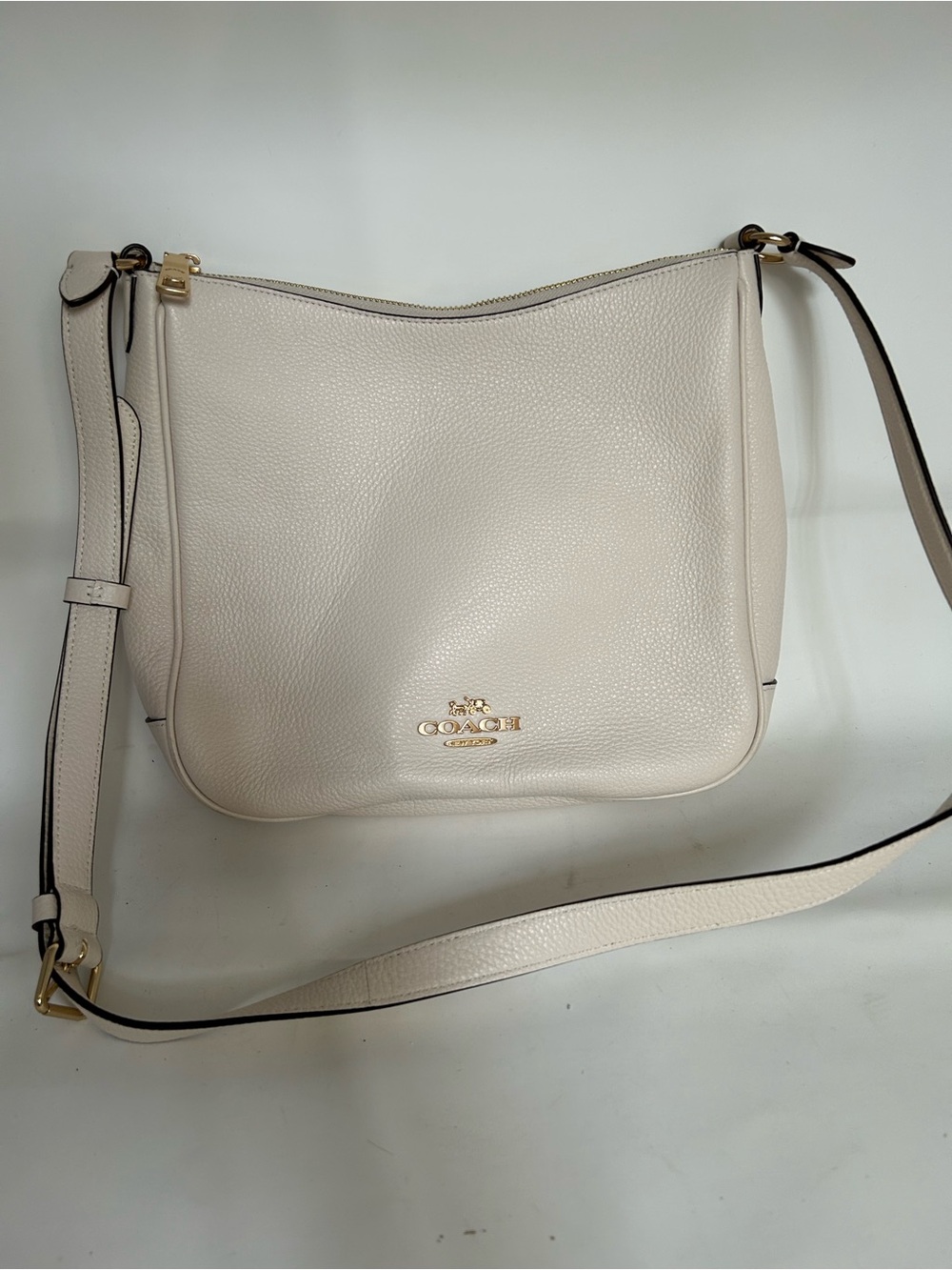 Coach Pebbled Leather Shoulder Crossbody in Light Ivory